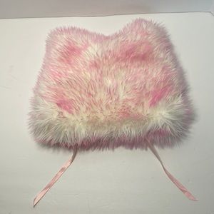 FuzzCuzz pink & white youth faux fur hat